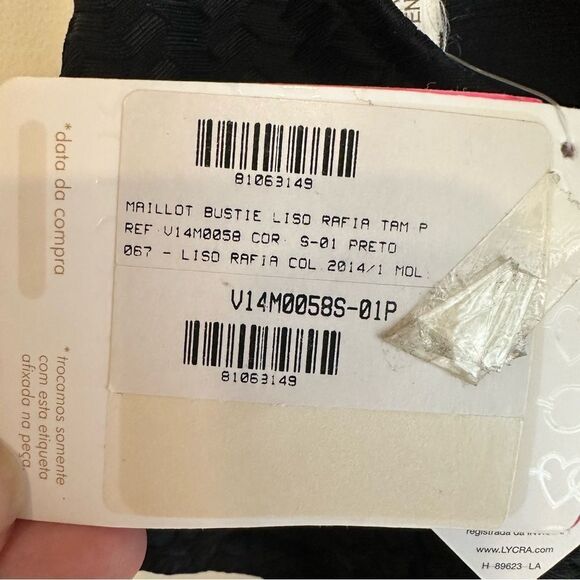 Salinas Black Bandeau Herringbone Texture Brazilian One Piece Swimsuit XS - Picture 7 of 9